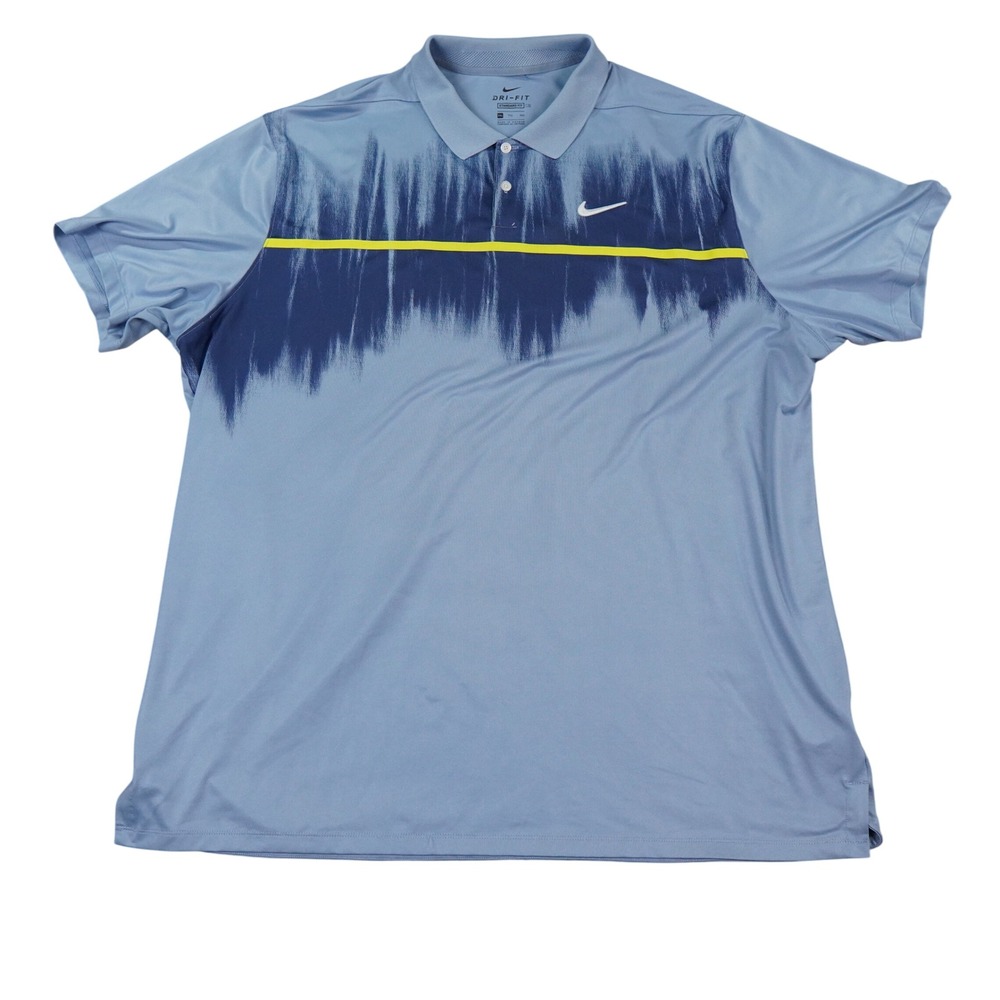 Nike Vapor Fog Dri-FIT Polo Shirt Mens XXL Blue Graphic Tennis‎ Swoosh Golf